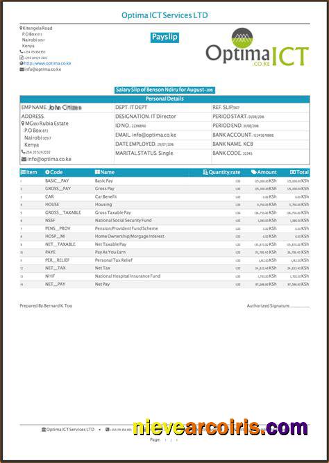 India OPTIMA ICT Services LTD payslip